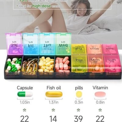 Eco-friendly material 14-grid double-row organised pill box - Image 2