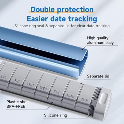 Aluminium alloy 7-grid classified pill box - Image 2