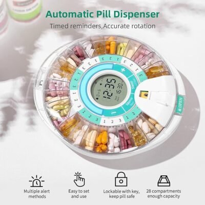 Large pill box organizer for monthly medication