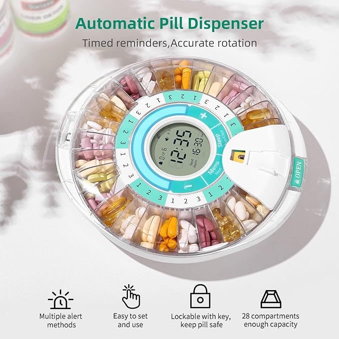 Large pill box organizer for monthly medication