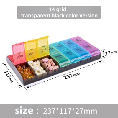 Weekly pill box with 7 separate compartments（am pm）
